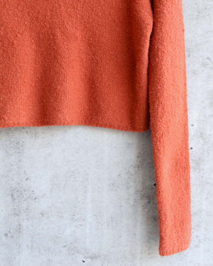 Free People - Stormy Plush Cowl Neck Knitted Pullover Sweater - Terracotta/Tribeca
