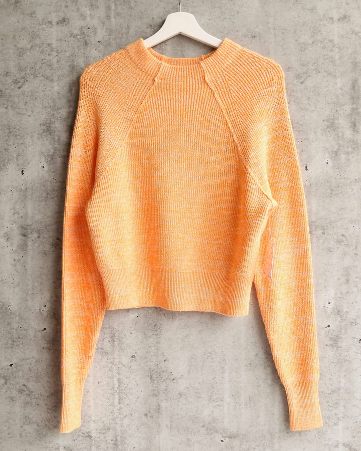 Free People - Too Good Ribbed Trim Pullover Sweater - Orange Zest