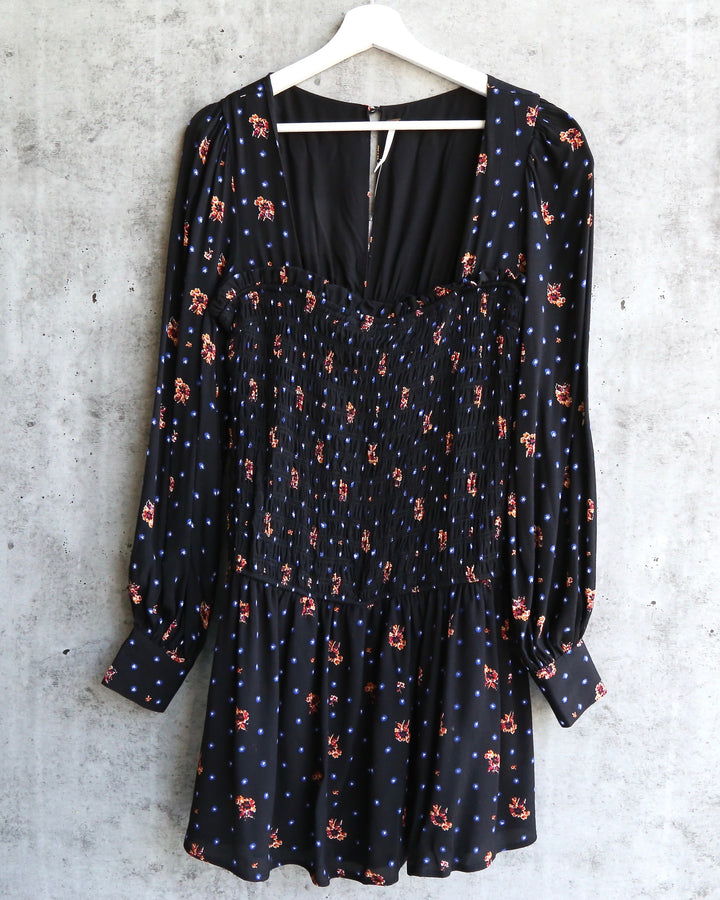 Free People - Two Faces Printed Mini Dress - Black