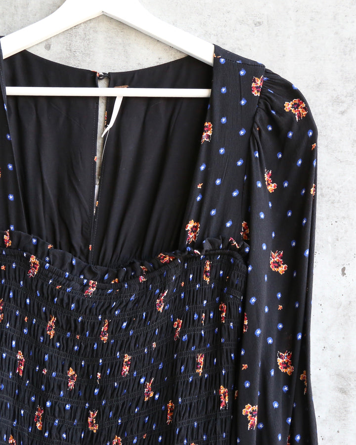 Free People - Two Faces Printed Mini Dress - Black