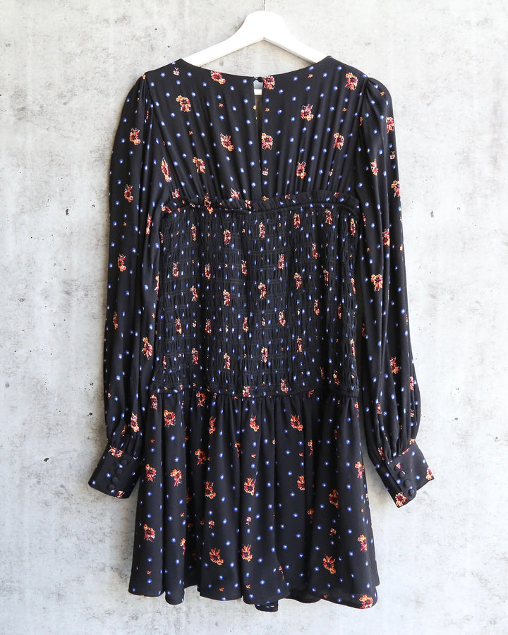 Free People - Two Faces Printed Mini Dress - Black