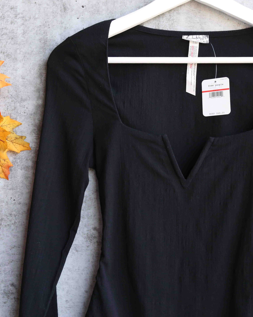 Free People - Zoe Long-Sleeve Thong Bodysuit - Black