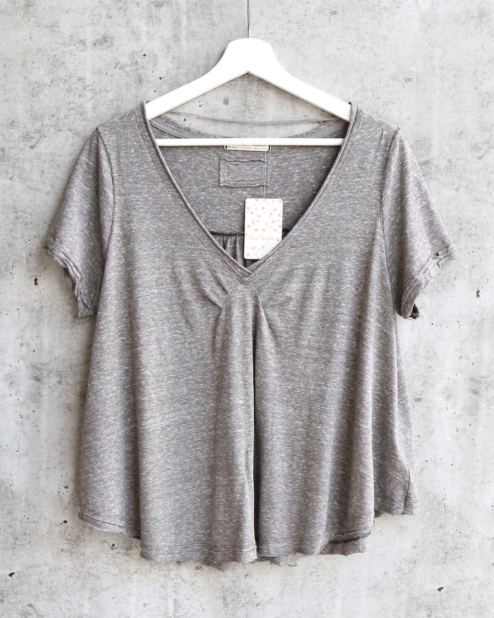 Free People All You Need Ruched V-Neck Tee - Bitter Olive