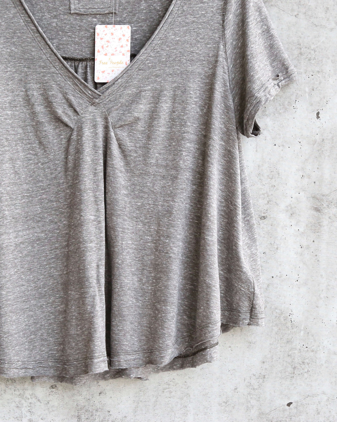 Free People All You Need Ruched V-Neck Tee - Bitter Olive