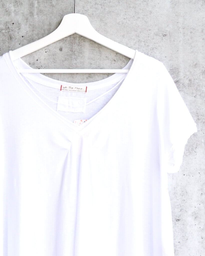 Free People All You Need Ruched V-Neck Tee - White