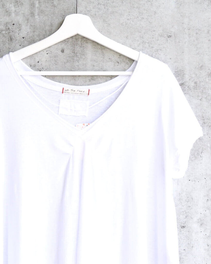 Free People All You Need Ruched V-Neck Tee - White