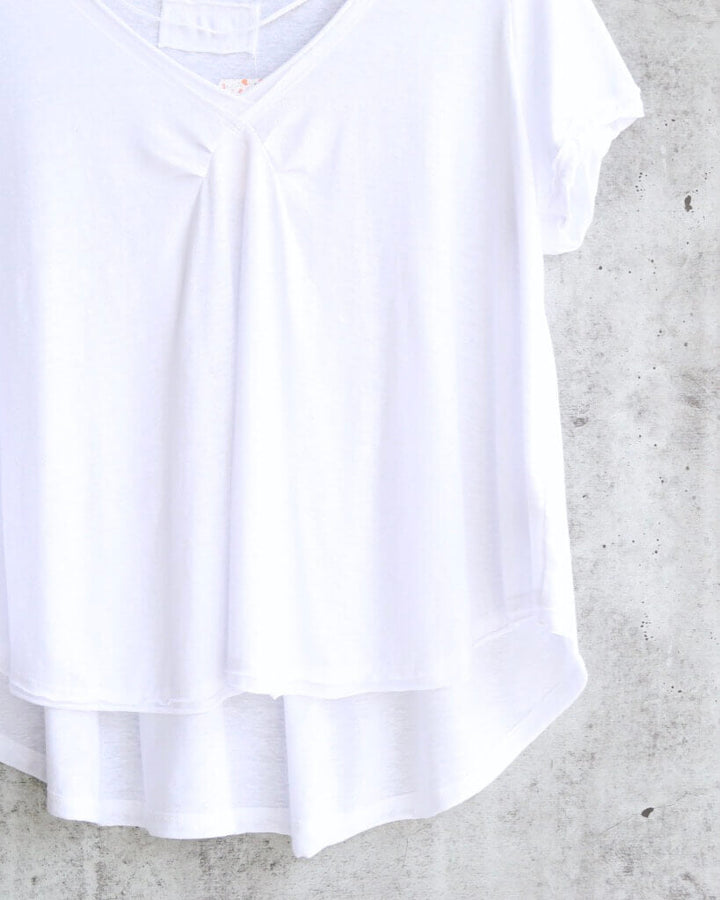 Free People All You Need Ruched V-Neck Tee - White