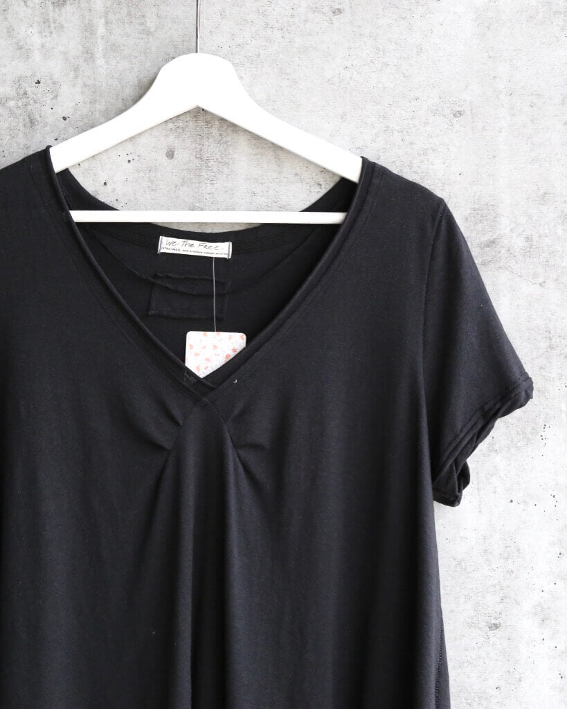 Free People All You Need Ruched V-Neck Tee - Black