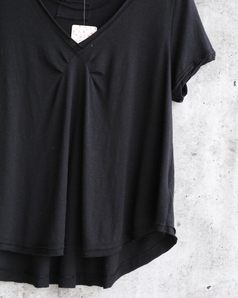 Free People All You Need Ruched V-Neck Tee - Black