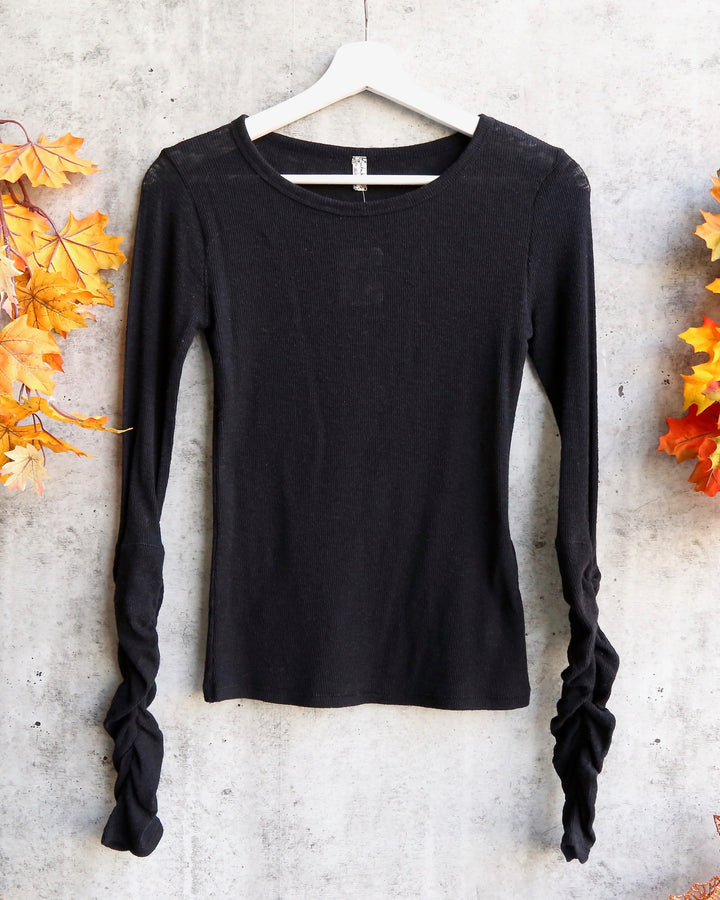 Free People Boundary Long Sleeve Layering Tee - black