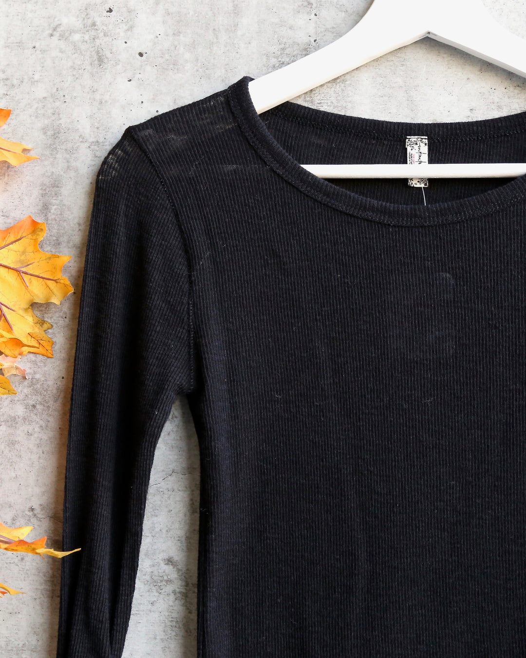 Free People Boundary Long Sleeve Layering Tee - black