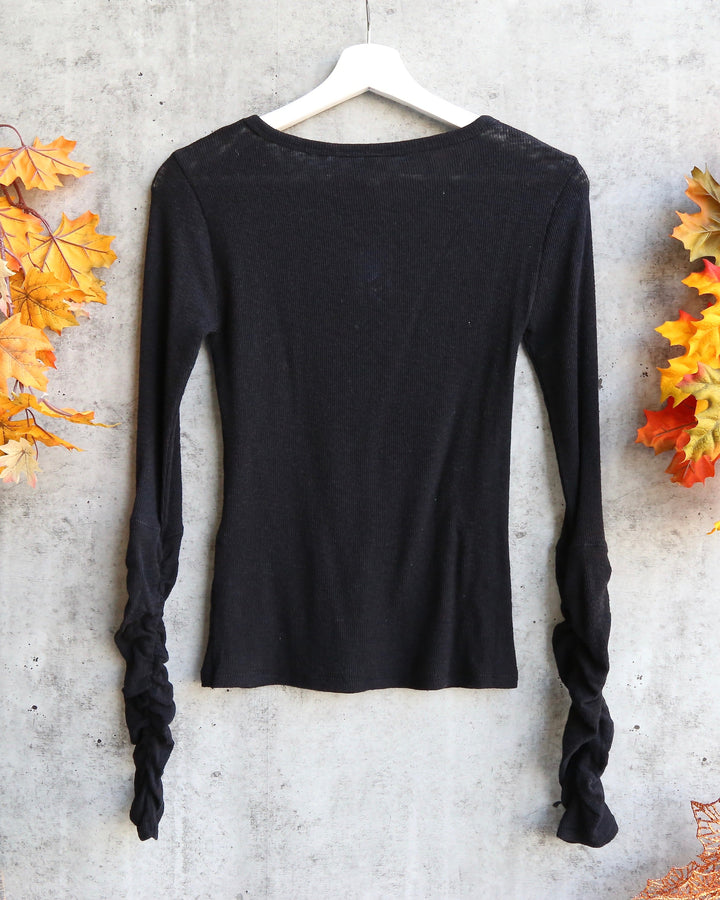 Free People Boundary Long Sleeve Layering Tee - black