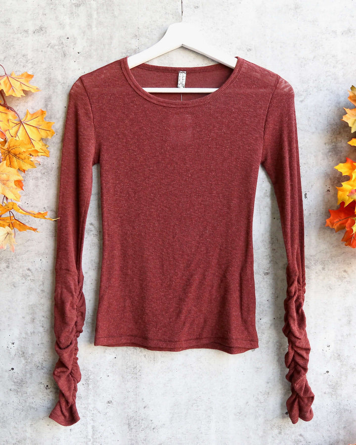 Free People Boundary Long Sleeve Layering Tee - chestnut