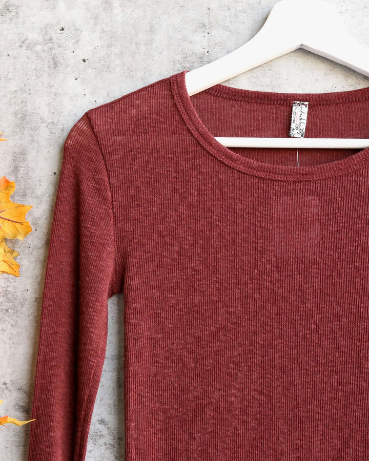 Free People Boundary Long Sleeve Layering Tee - chestnut