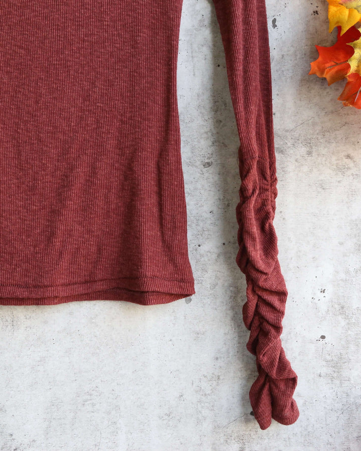 Free People Boundary Long Sleeve Layering Tee - chestnut