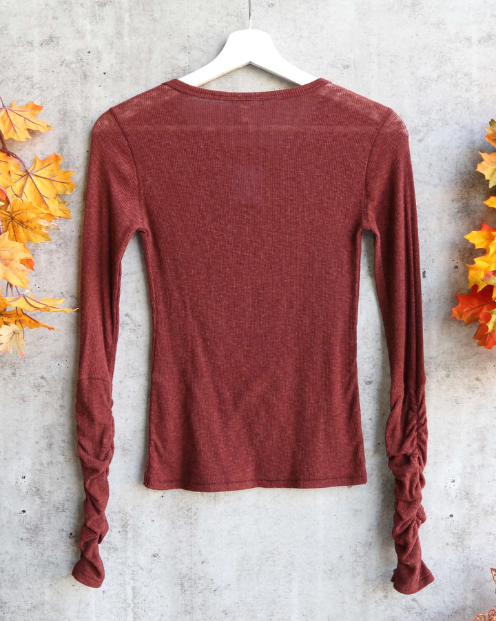 Free People Boundary Long Sleeve Layering Tee - chestnut