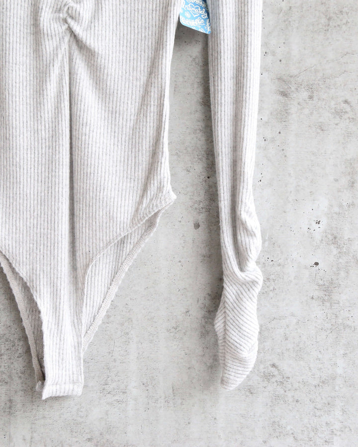 Free People - Cozy Up With Me Knitted Bodysuit - Pebble Grey