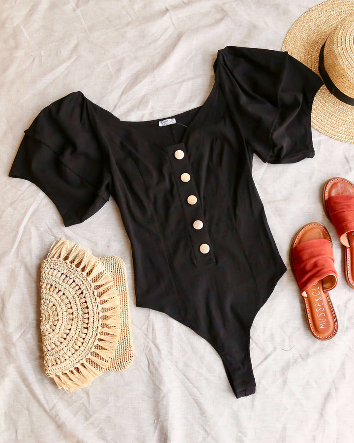 Free People Not so Basic Bodysuit in Black