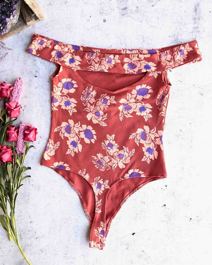 Free People So Much Off the Shoulder Knit Bodysuit - red