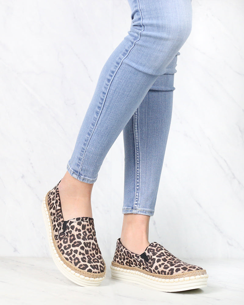 Going Somewhere Leopard Print Slip On Sneakers