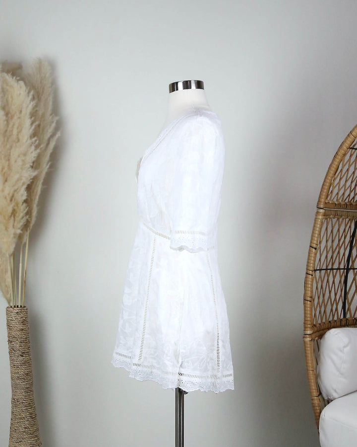 Honey Punch Off Duty Plunging Festival Women's Dress in White