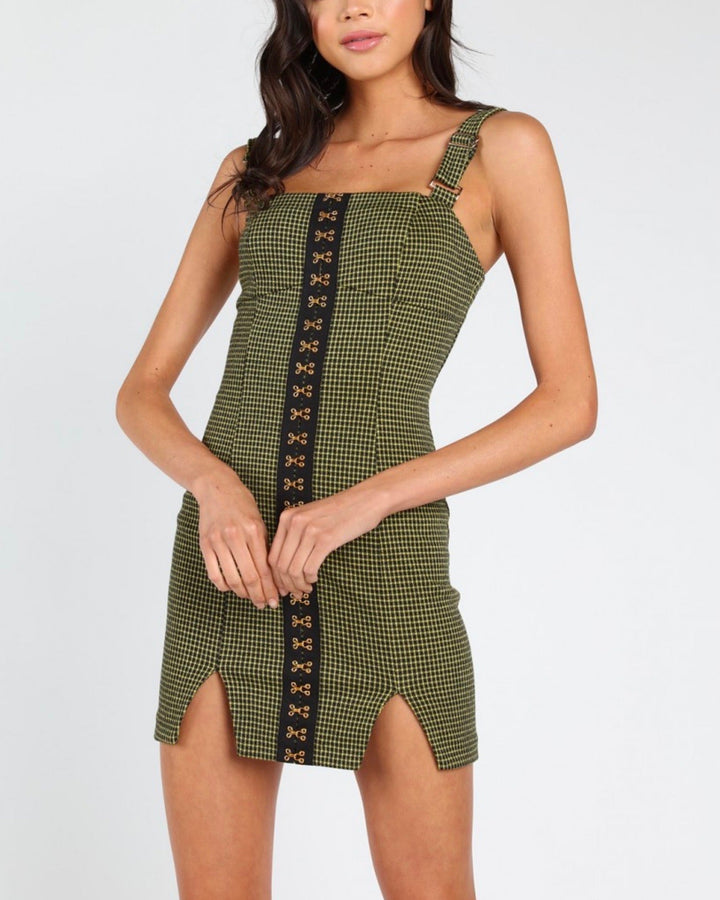 Honey Punch - Katy Hook & Eye Dress in Olive Green