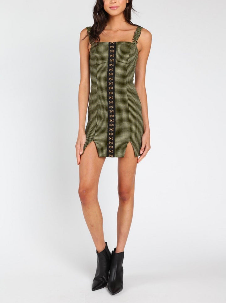 Honey Punch - Katy Hook & Eye Dress in Olive Green