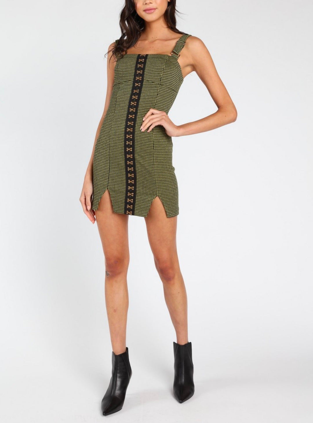 Honey Punch - Katy Hook & Eye Dress in Olive Green