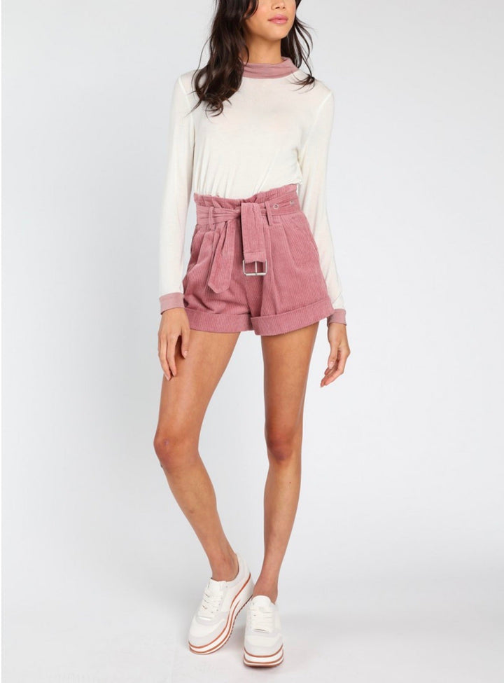 Honey Punch - Margarette Two-Tone Soft Long Sleeve Turtleneck Top - Ivory