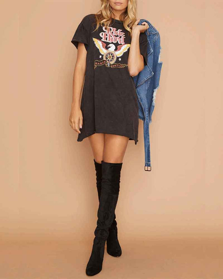 Final Sale - MINKPINK - Ride Hard Tee Dress in Black
