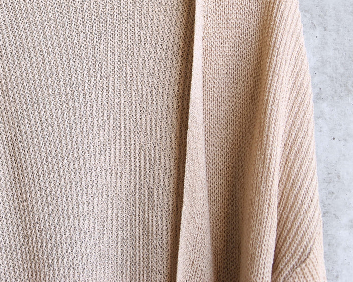 Final Sale - Dreamers - Lightweight Open Cardigan with Balloon Sleeves in Taupe