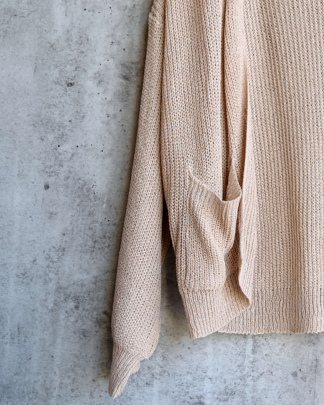Final Sale - Dreamers - Lightweight Open Cardigan with Balloon Sleeves in Taupe