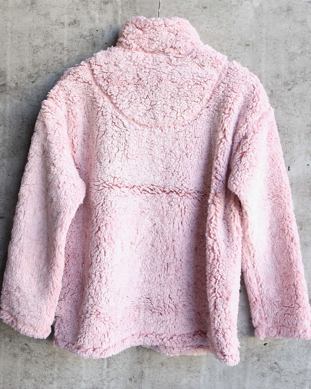 Two Tone Sherpa Half-Zip Pullover - Blush