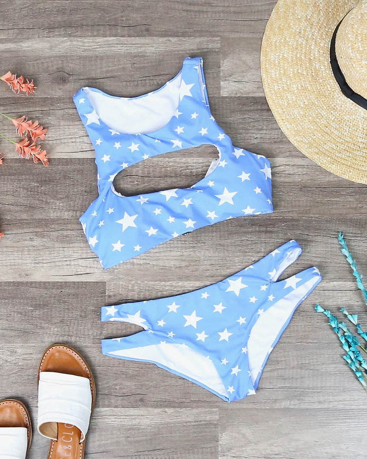 Seeing Stars - High Neck Bikini Set - Blue