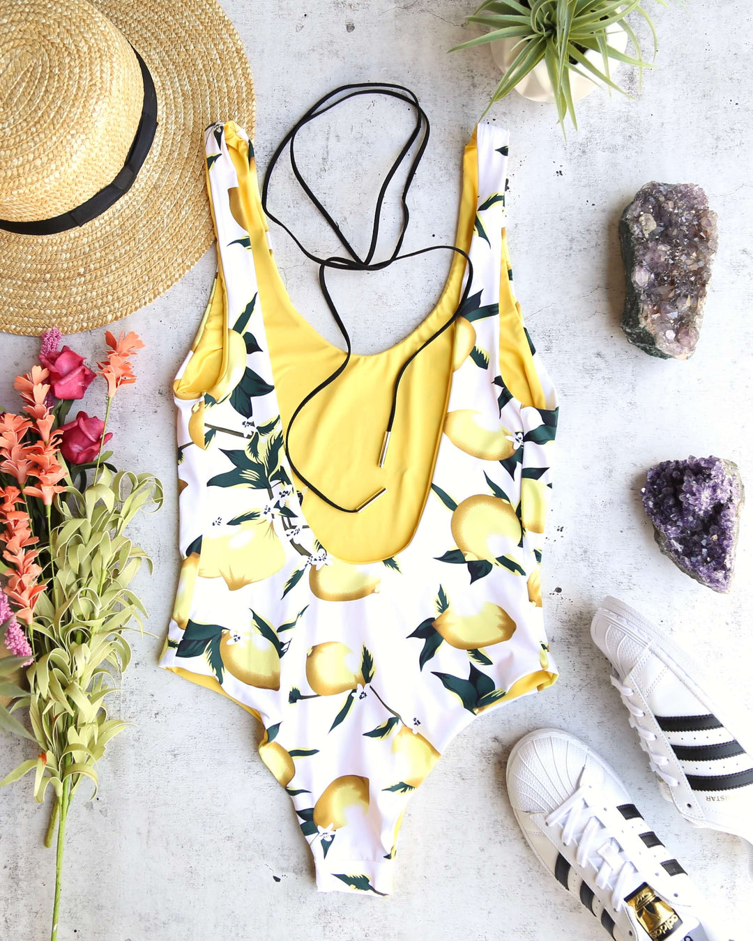 Seamless U Back One Piece Bikini - Yellow Lemonade