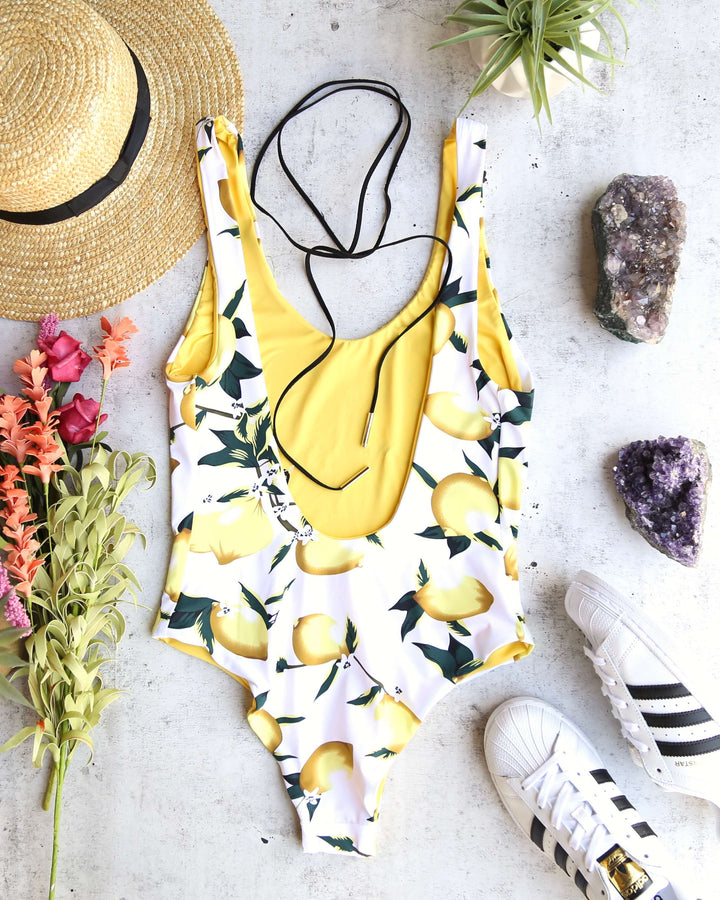 Seamless U Back One Piece Bikini - Yellow Lemonade
