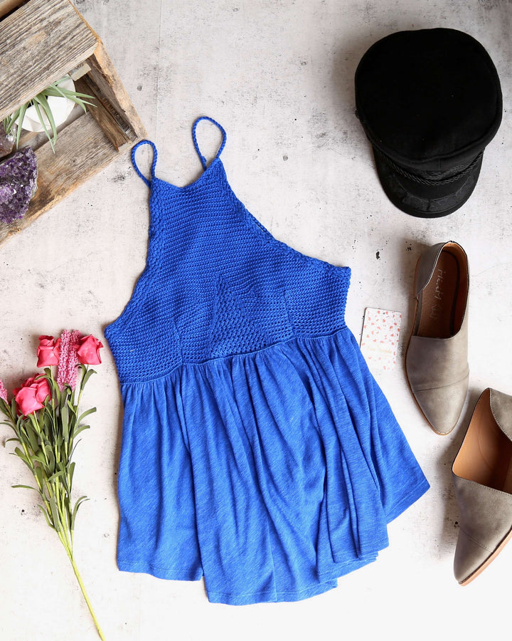 Free People - Road Trip Crochet Tank in Seaport Blue