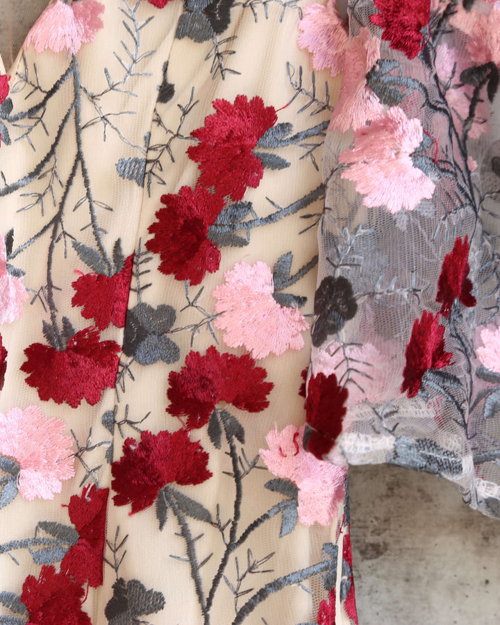 Floral About You Bodycon Off The Shoulder Mesh Dress in Multi