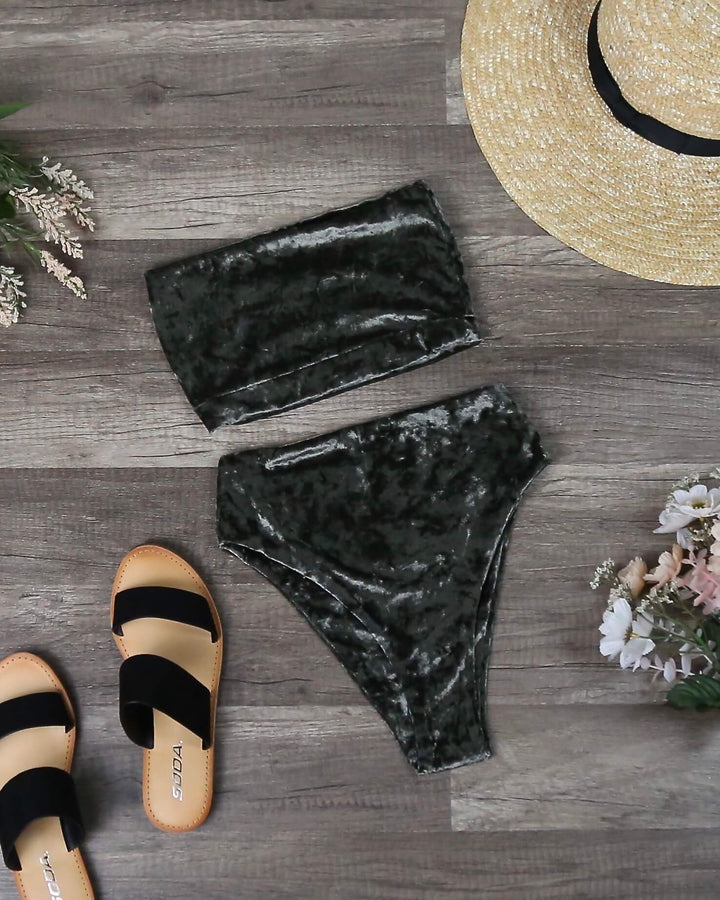 Reverse - Obscura Velvet High Waisted Bandeau Bikini Set in More Colors