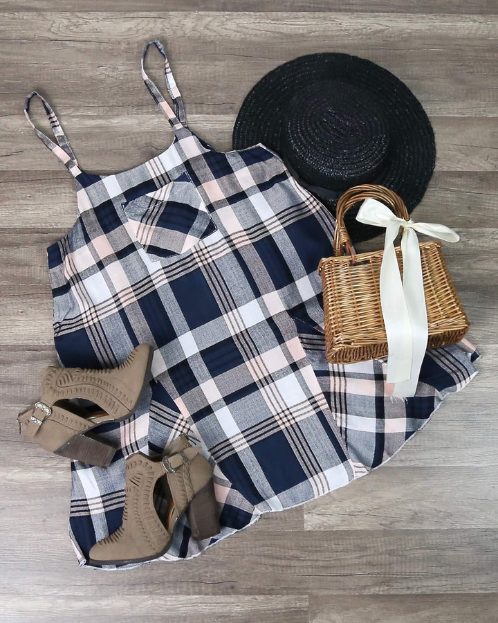 Final Sale - Somedays Lovin - Morning Rain Pinafore Plaid Dress in Multi