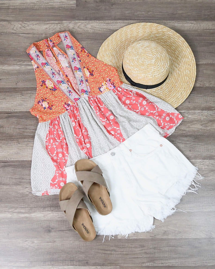 Free People - Dream Darlin Printed Women's Tank Top in Orange