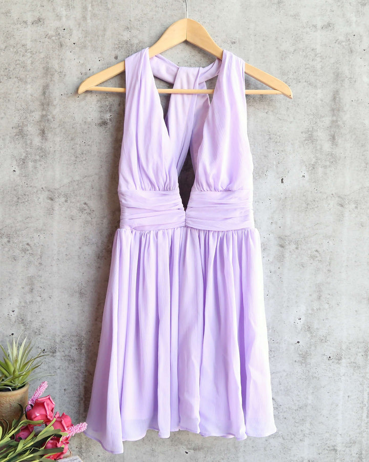 Lost Valley Deep Plunge Dress in Lilac