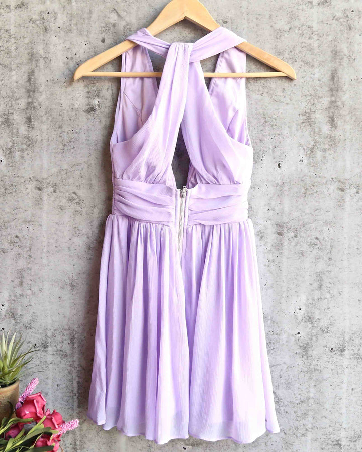 Lost Valley Deep Plunge Dress in Lilac
