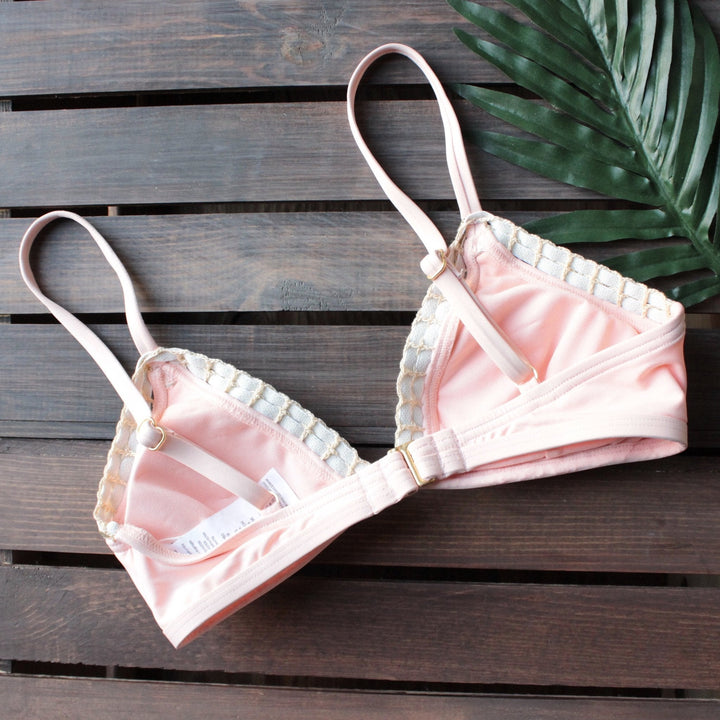 bikini lab - mix & match weaving on a jet plane triangle bikini (top only) - peach - shophearts - 3