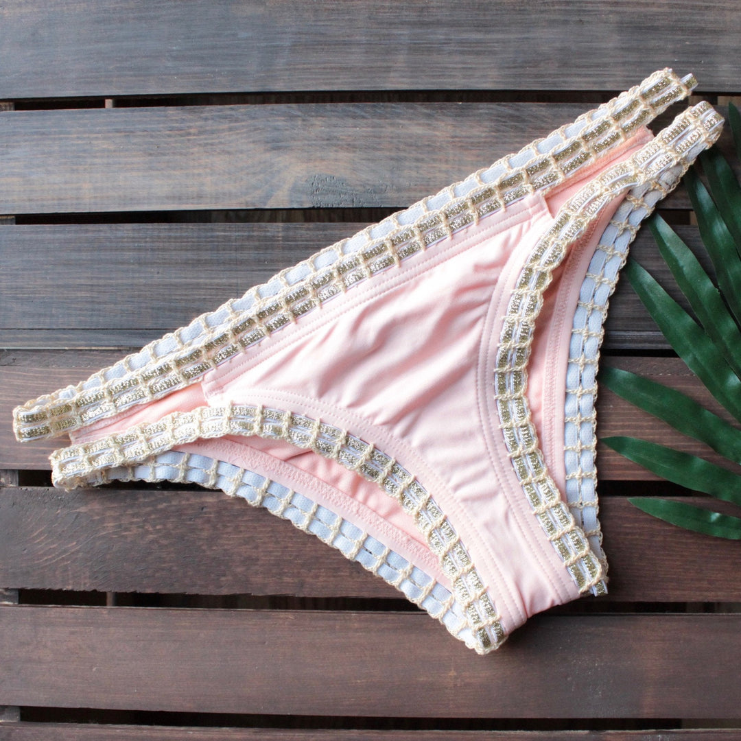 bikini lab - mix & match weaving on a jet plane hipster bikini bottoms - peach - shophearts - 1