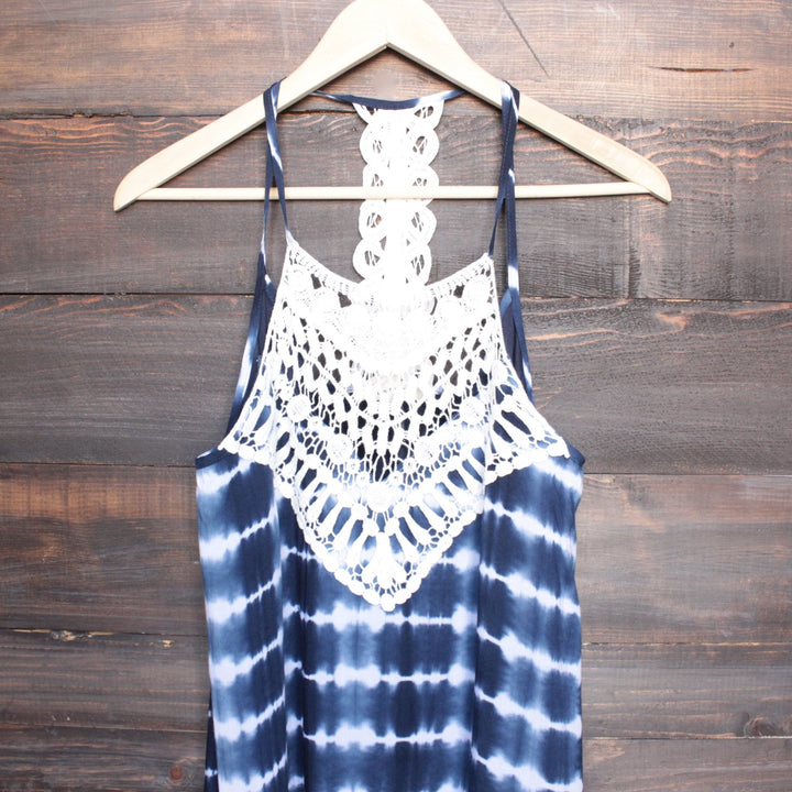 tie dye crochet bib sun dress - navy - shophearts - 2