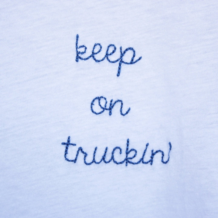 BSIC - keep on truckin' white + blue ringer tee - shophearts - 3