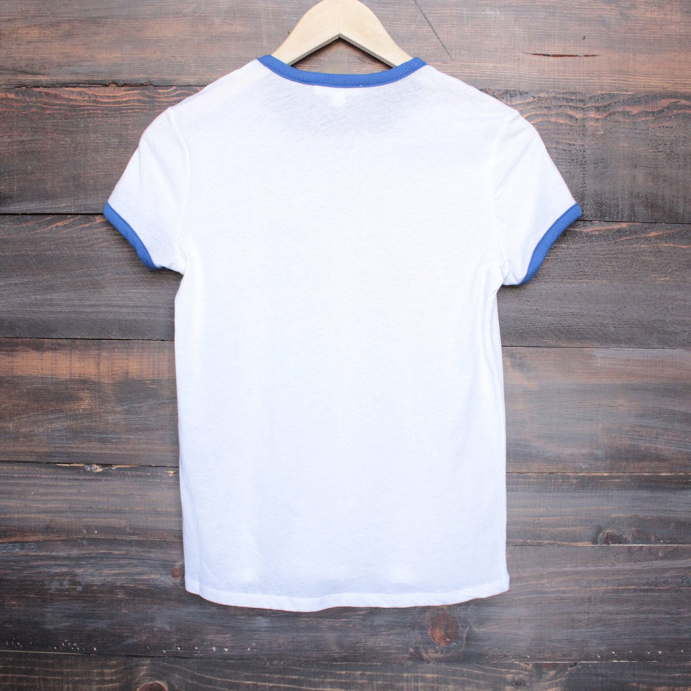 BSIC - keep on truckin' white + blue ringer tee - shophearts - 2