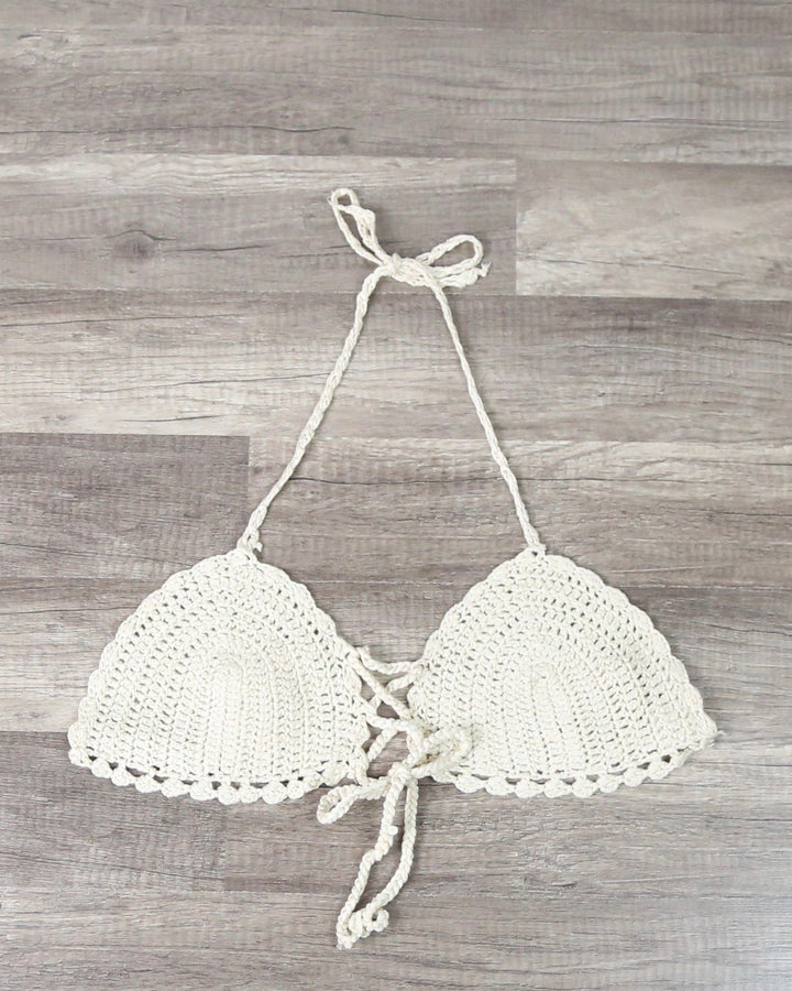 Final Sale - Flynn Crochet Bralette in Natural/Sand