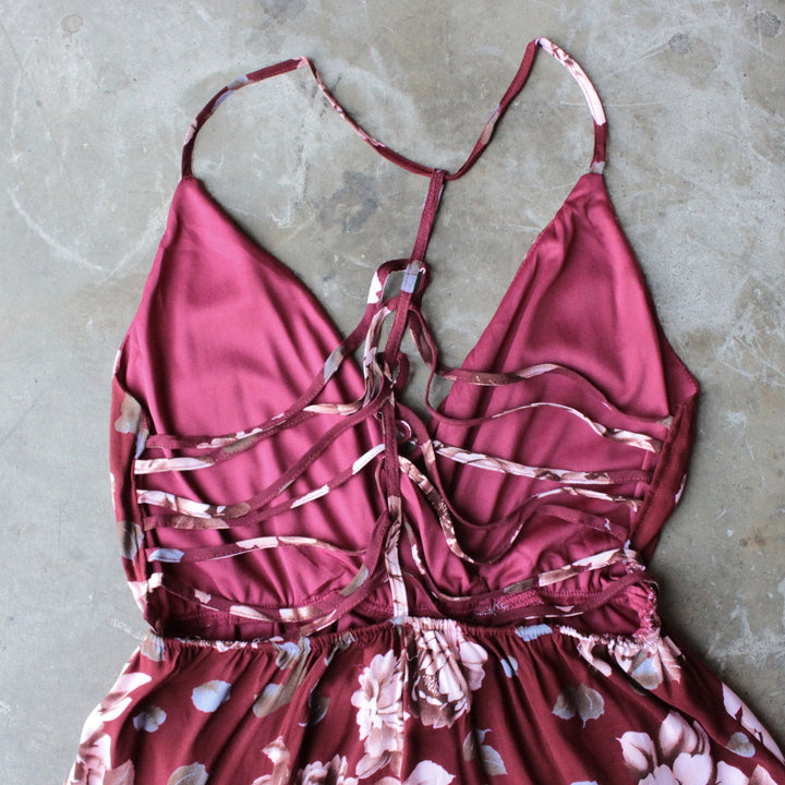 reverse - girl crush romper in burgundy floral - shophearts - 5